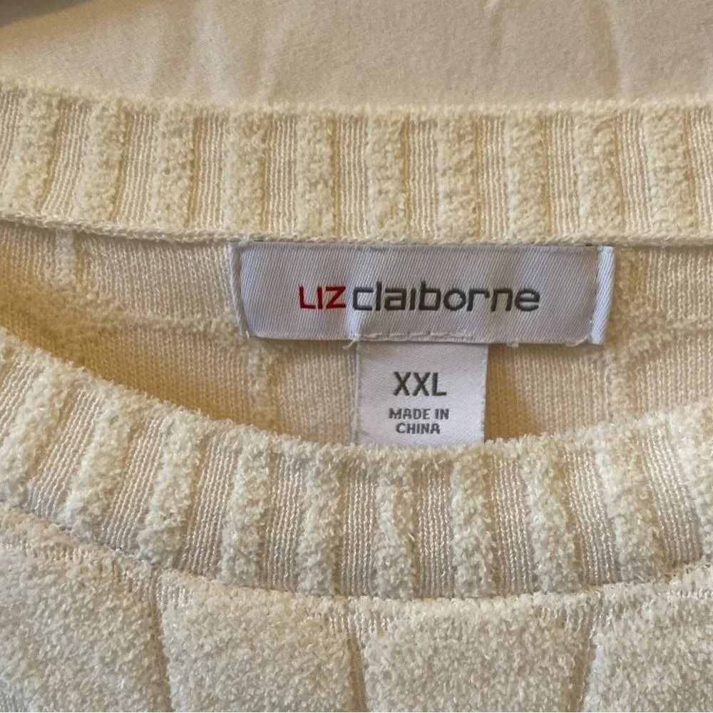 Vintage Liz Claiborne Cream‎ Sweater Bubble Pullover Women's Size XXL Plush Cozy